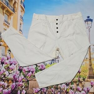 Prairie Underground Stylish Cream High-Waisted Pants Button Fly Size XL